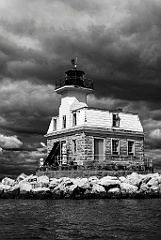 Haunted Old Stone Lighthouse of Penfield Reef BW